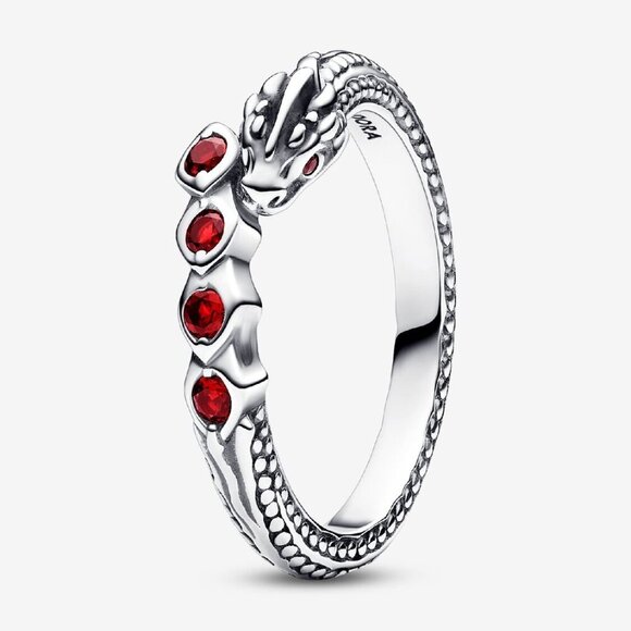 Women's Game of Thrones Dragon Sparkling Sterling Silver Ring Red Stones Glamour - Picture 3 of 5